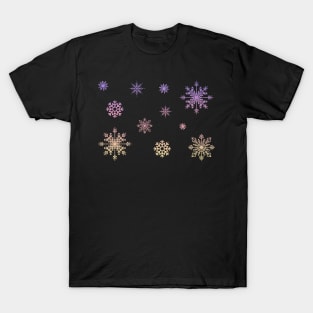 Pastel Ombre Faux Glitter Snowflakes T-Shirt